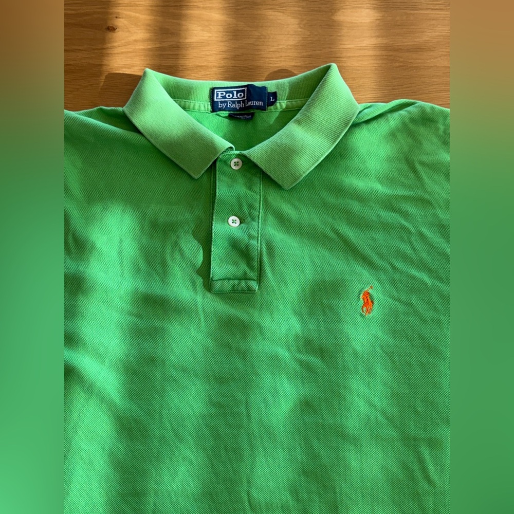 Polo by Ralph Lauren Neon Green Short Sleeve Polo with Orange Pony - Picture 6 of 10